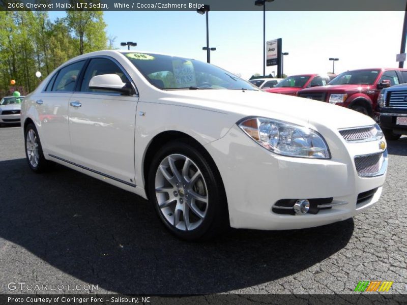 White / Cocoa/Cashmere Beige 2008 Chevrolet Malibu LTZ Sedan