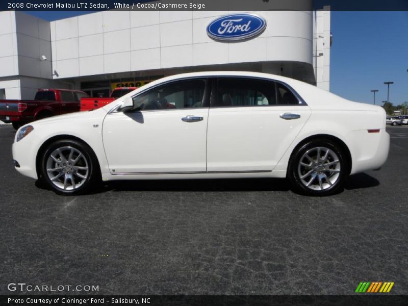 White / Cocoa/Cashmere Beige 2008 Chevrolet Malibu LTZ Sedan
