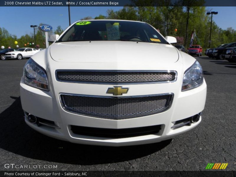 White / Cocoa/Cashmere Beige 2008 Chevrolet Malibu LTZ Sedan