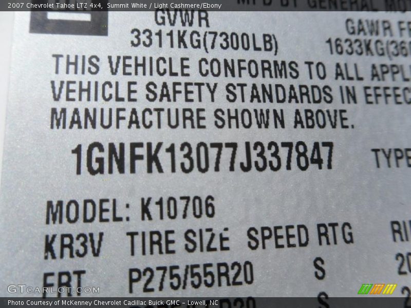 Summit White / Light Cashmere/Ebony 2007 Chevrolet Tahoe LTZ 4x4