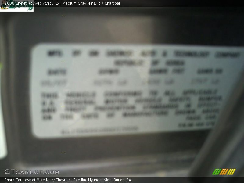 Medium Gray Metallic / Charcoal 2008 Chevrolet Aveo Aveo5 LS