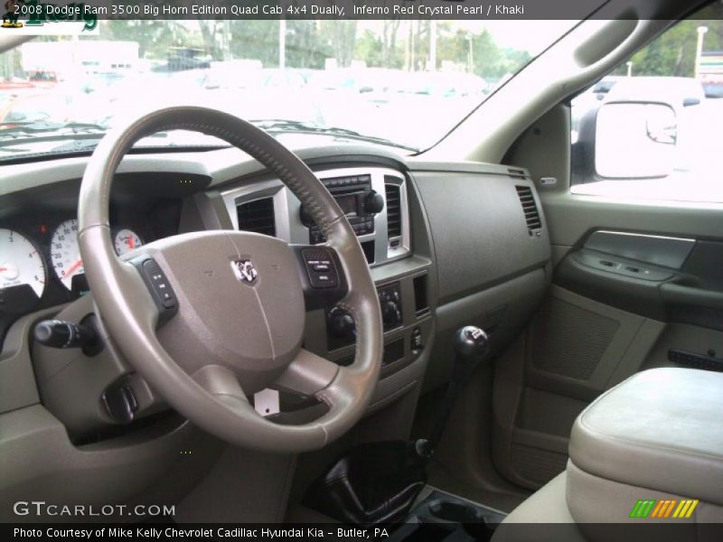 Inferno Red Crystal Pearl / Khaki 2008 Dodge Ram 3500 Big Horn Edition Quad Cab 4x4 Dually
