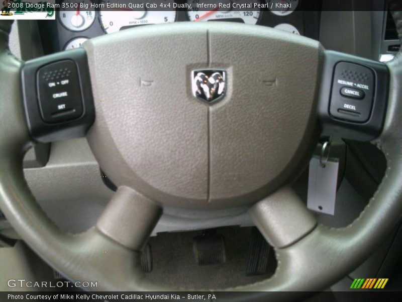 Inferno Red Crystal Pearl / Khaki 2008 Dodge Ram 3500 Big Horn Edition Quad Cab 4x4 Dually