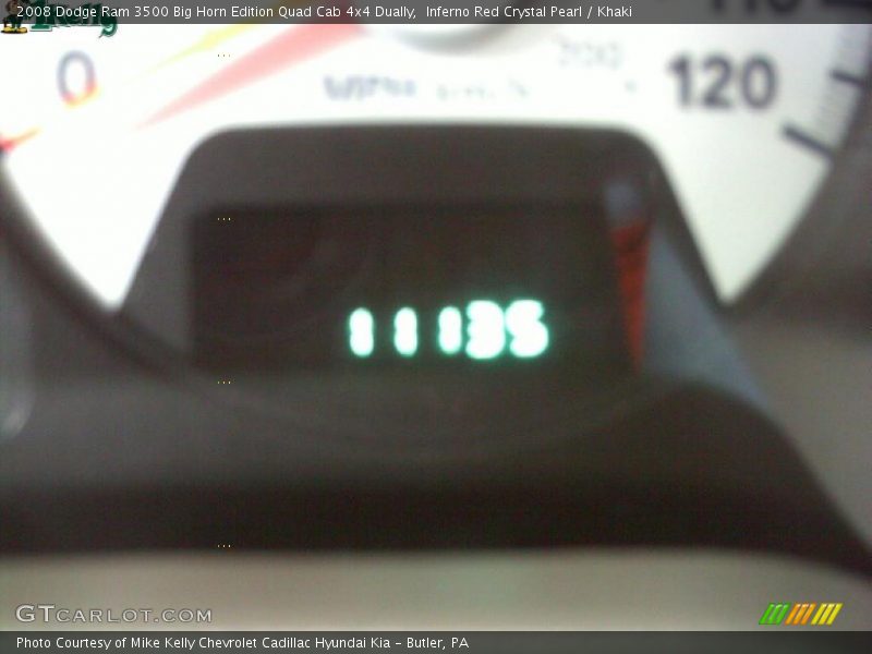 Inferno Red Crystal Pearl / Khaki 2008 Dodge Ram 3500 Big Horn Edition Quad Cab 4x4 Dually