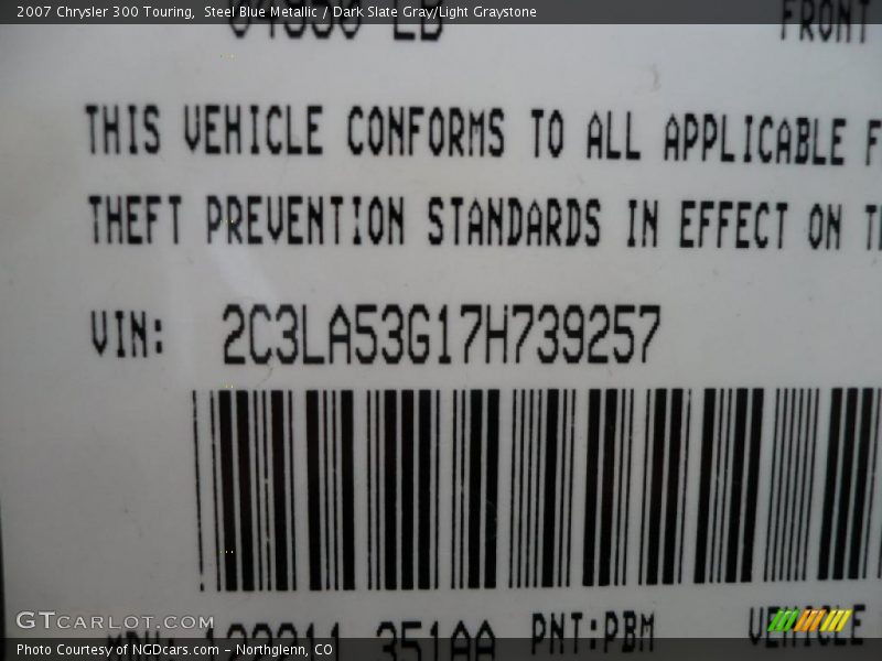 Steel Blue Metallic / Dark Slate Gray/Light Graystone 2007 Chrysler 300 Touring