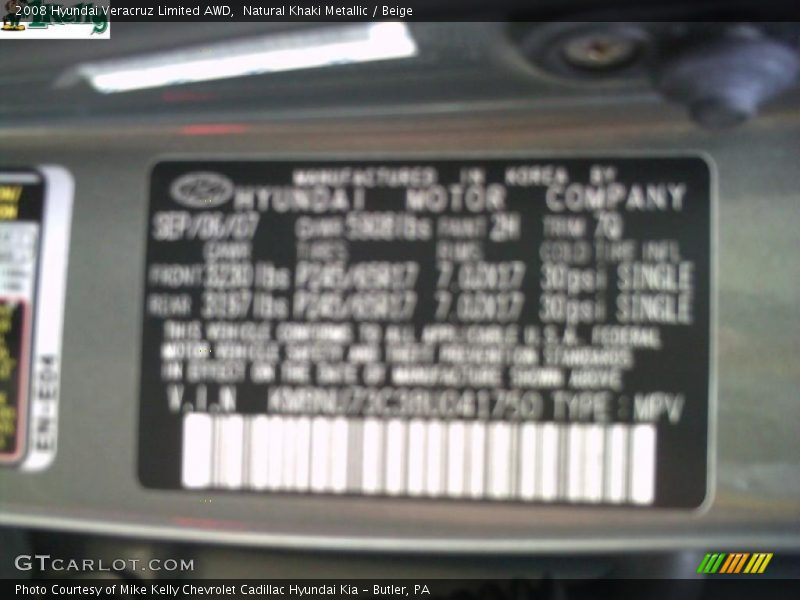 Natural Khaki Metallic / Beige 2008 Hyundai Veracruz Limited AWD