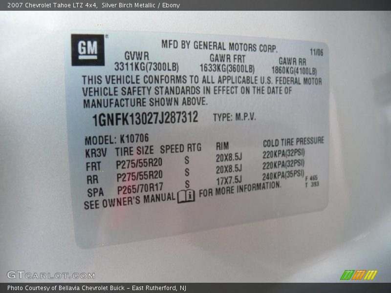 Silver Birch Metallic / Ebony 2007 Chevrolet Tahoe LTZ 4x4
