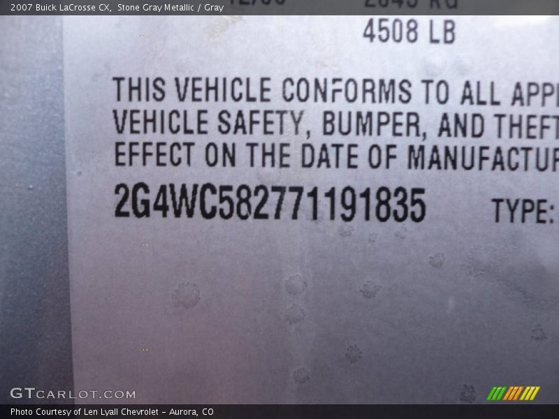 Stone Gray Metallic / Gray 2007 Buick LaCrosse CX