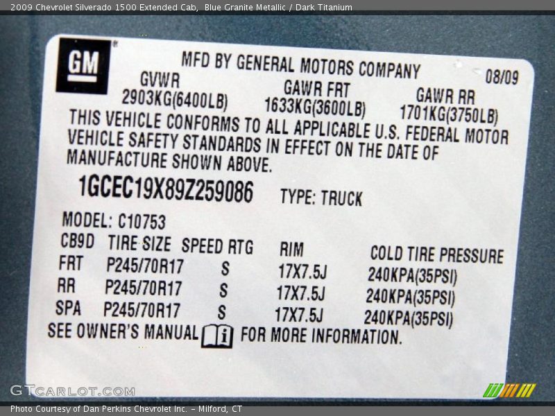 Blue Granite Metallic / Dark Titanium 2009 Chevrolet Silverado 1500 Extended Cab
