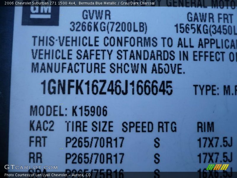 Bermuda Blue Metallic / Gray/Dark Charcoal 2006 Chevrolet Suburban Z71 1500 4x4