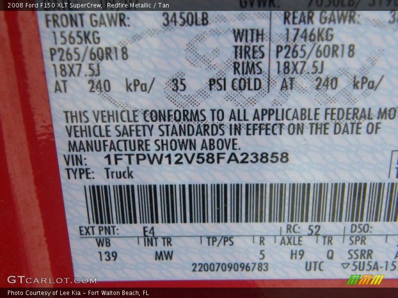 Redfire Metallic / Tan 2008 Ford F150 XLT SuperCrew
