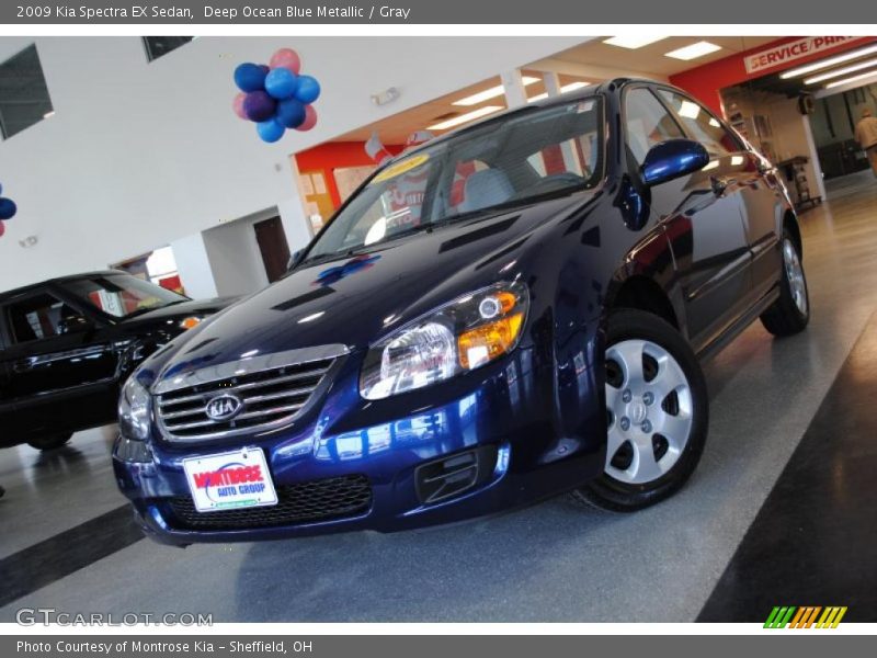 Deep Ocean Blue Metallic / Gray 2009 Kia Spectra EX Sedan