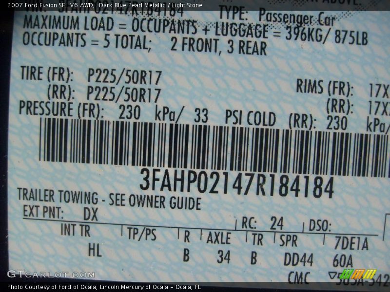 Dark Blue Pearl Metallic / Light Stone 2007 Ford Fusion SEL V6 AWD