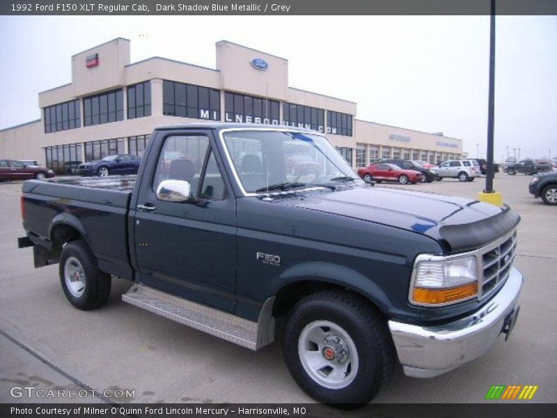 Dark Shadow Blue Metallic / Grey 1992 Ford F150 XLT Regular Cab