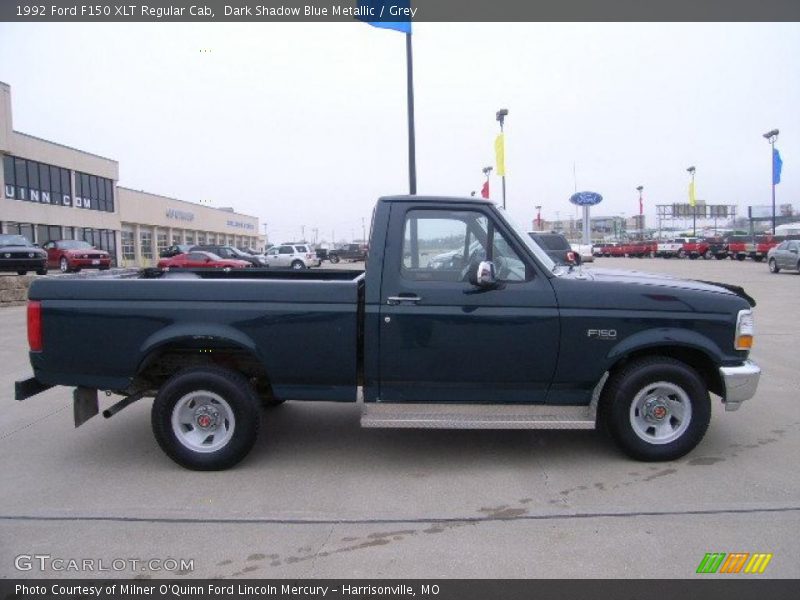 Dark Shadow Blue Metallic / Grey 1992 Ford F150 XLT Regular Cab