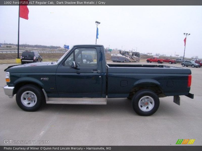 Dark Shadow Blue Metallic / Grey 1992 Ford F150 XLT Regular Cab