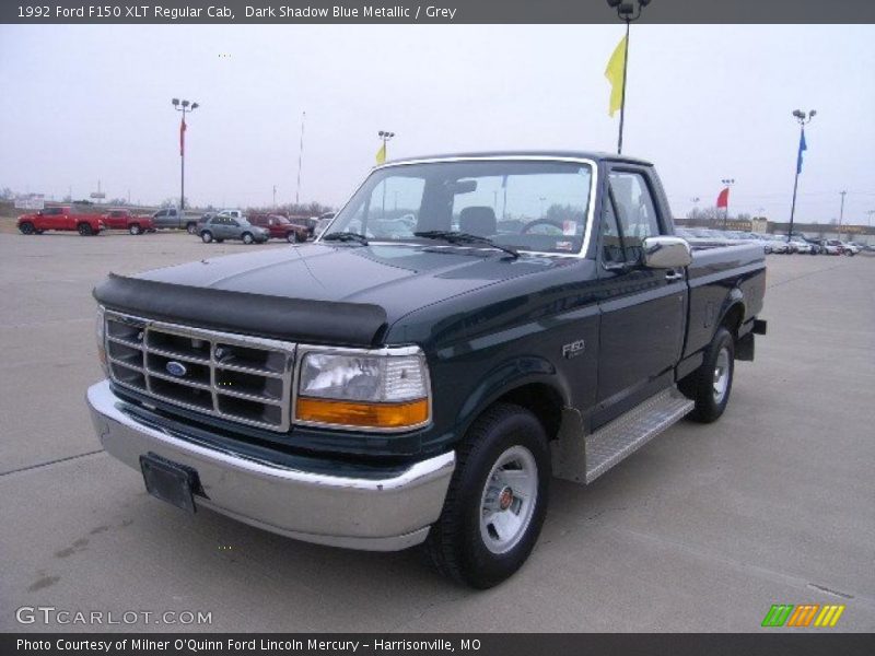 Dark Shadow Blue Metallic / Grey 1992 Ford F150 XLT Regular Cab
