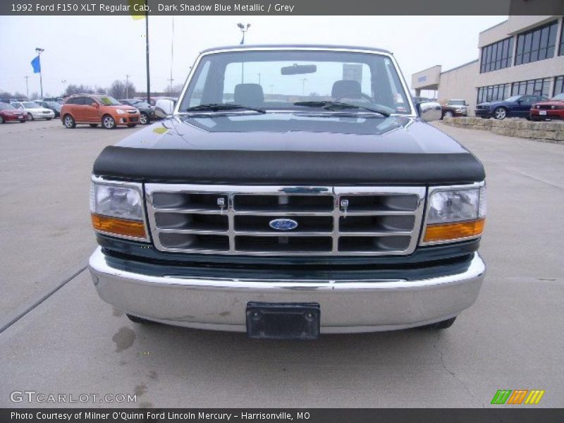 Dark Shadow Blue Metallic / Grey 1992 Ford F150 XLT Regular Cab