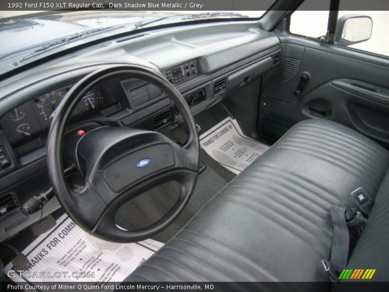 Dark Shadow Blue Metallic / Grey 1992 Ford F150 XLT Regular Cab