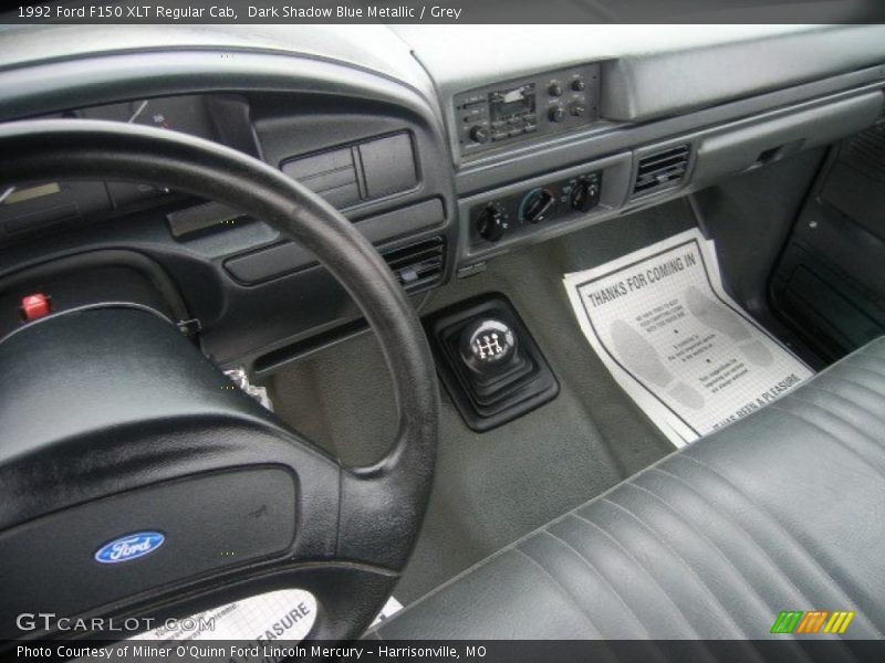 Dark Shadow Blue Metallic / Grey 1992 Ford F150 XLT Regular Cab