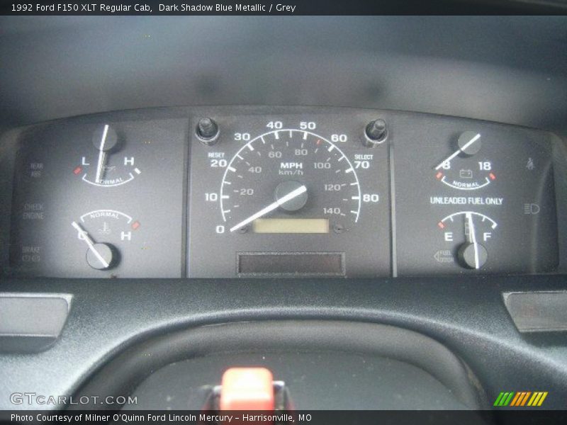 Dark Shadow Blue Metallic / Grey 1992 Ford F150 XLT Regular Cab