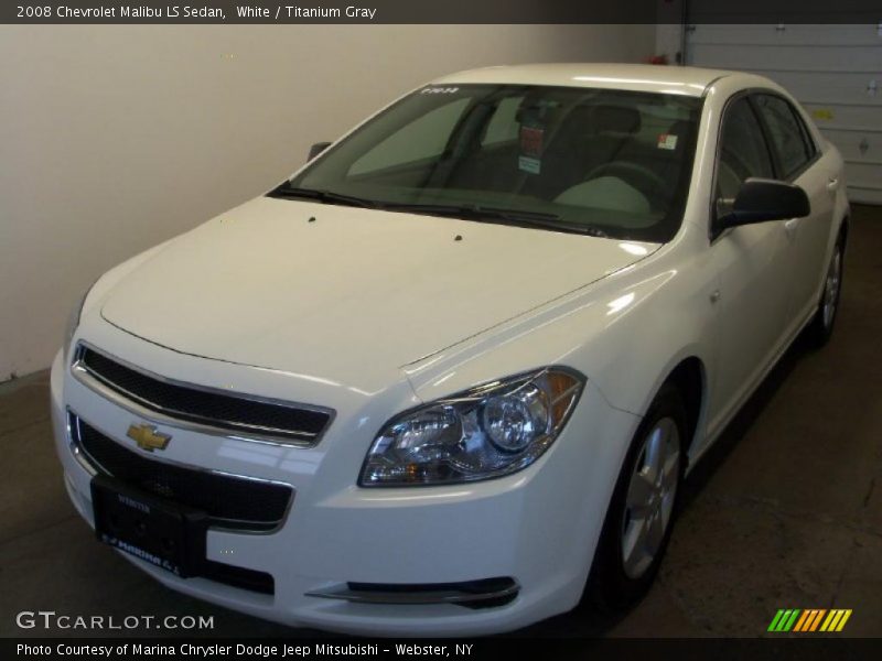 White / Titanium Gray 2008 Chevrolet Malibu LS Sedan