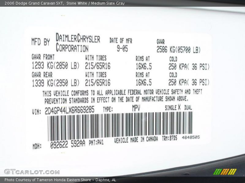 Stone White / Medium Slate Gray 2006 Dodge Grand Caravan SXT