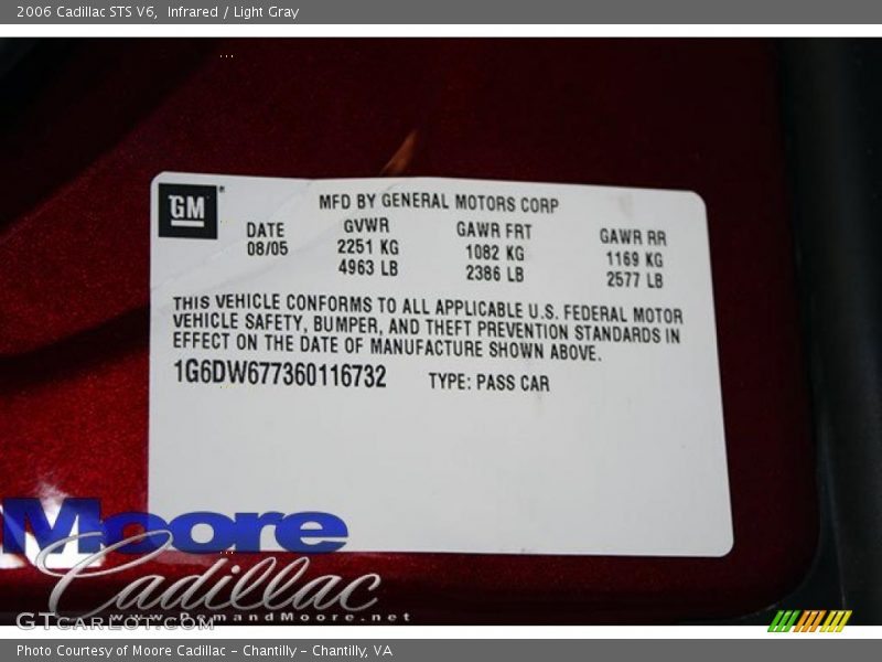Infrared / Light Gray 2006 Cadillac STS V6