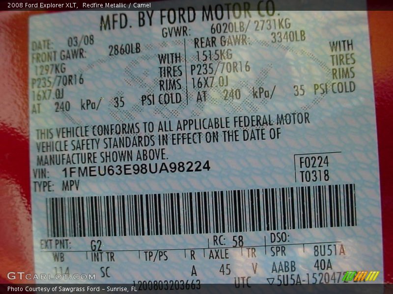 Redfire Metallic / Camel 2008 Ford Explorer XLT