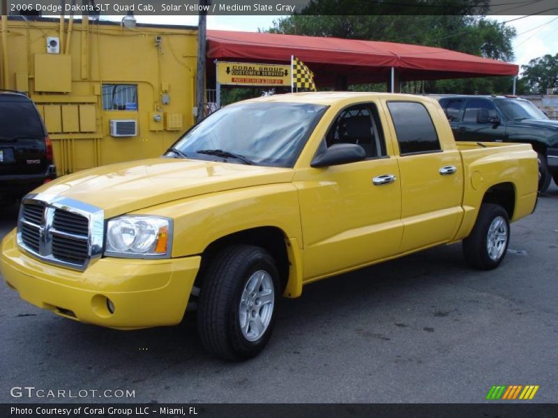 Solar Yellow / Medium Slate Gray 2006 Dodge Dakota SLT Quad Cab