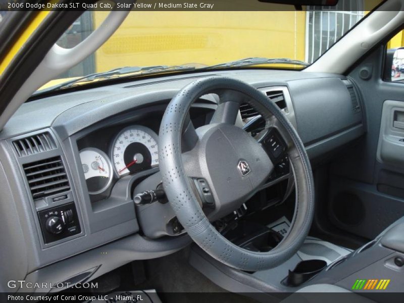 Solar Yellow / Medium Slate Gray 2006 Dodge Dakota SLT Quad Cab
