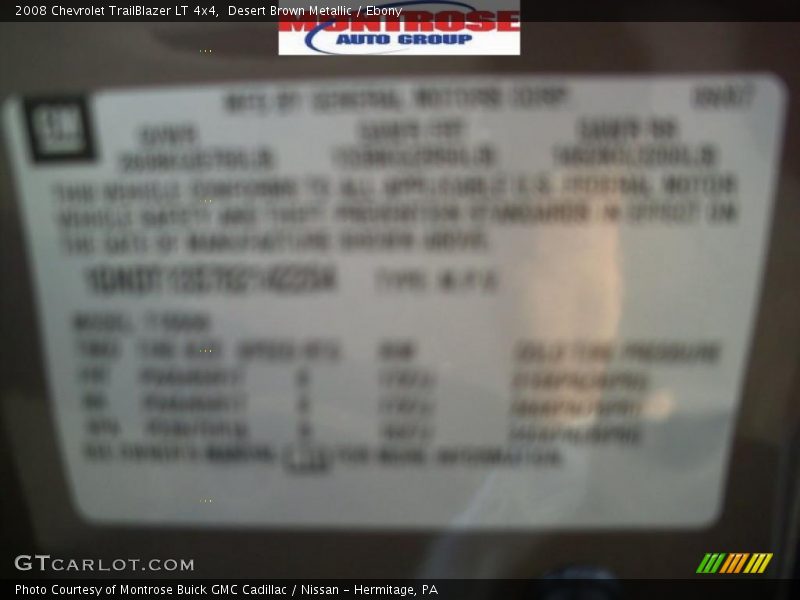 Desert Brown Metallic / Ebony 2008 Chevrolet TrailBlazer LT 4x4