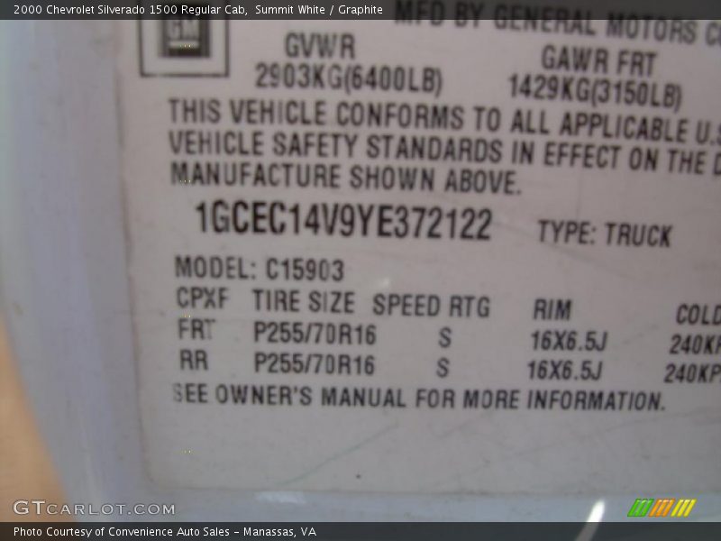 Summit White / Graphite 2000 Chevrolet Silverado 1500 Regular Cab