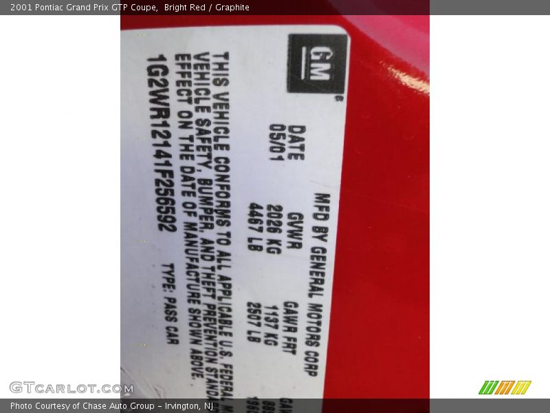 Bright Red / Graphite 2001 Pontiac Grand Prix GTP Coupe