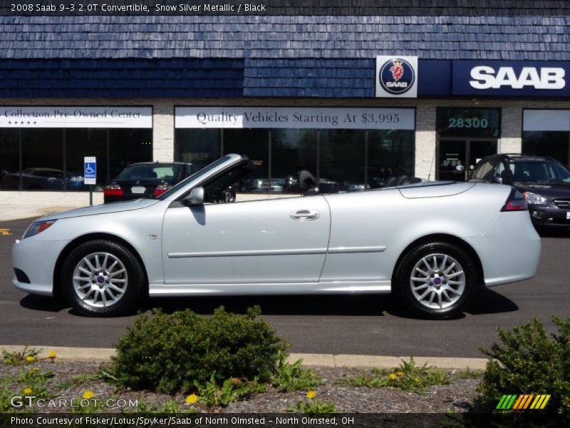 Snow Silver Metallic / Black 2008 Saab 9-3 2.0T Convertible