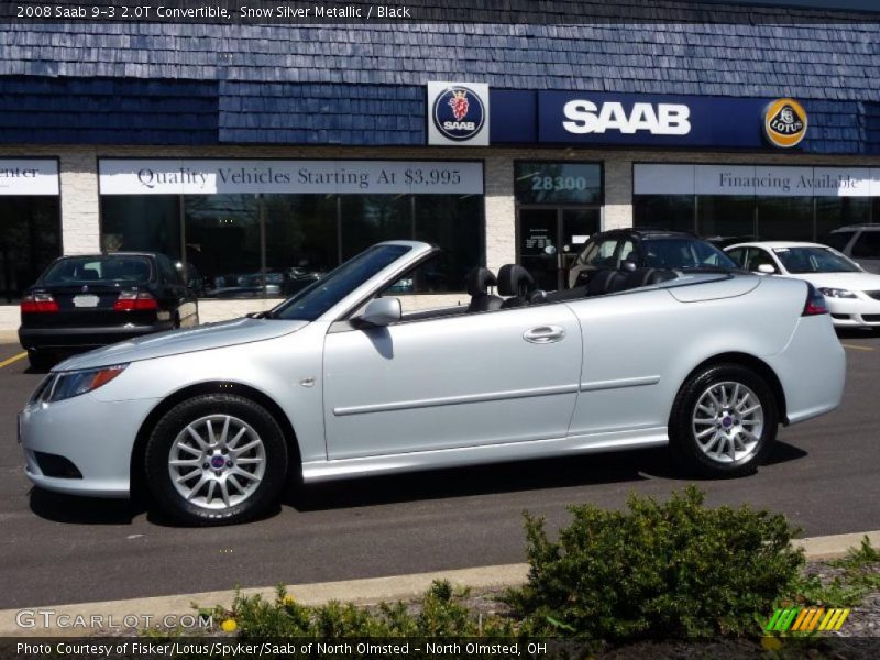 Snow Silver Metallic / Black 2008 Saab 9-3 2.0T Convertible