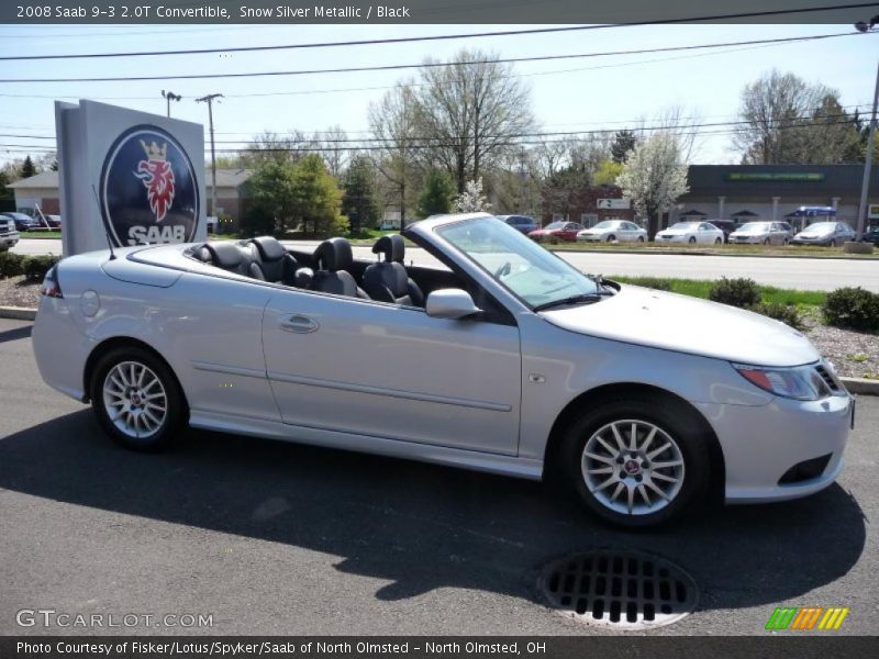Snow Silver Metallic / Black 2008 Saab 9-3 2.0T Convertible