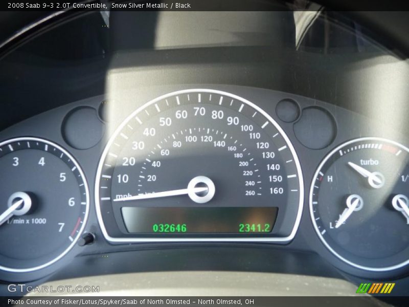 Snow Silver Metallic / Black 2008 Saab 9-3 2.0T Convertible