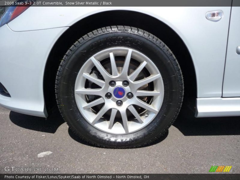 Snow Silver Metallic / Black 2008 Saab 9-3 2.0T Convertible