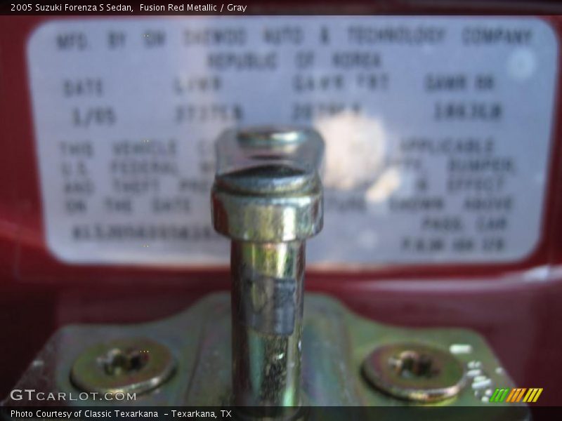 Fusion Red Metallic / Gray 2005 Suzuki Forenza S Sedan