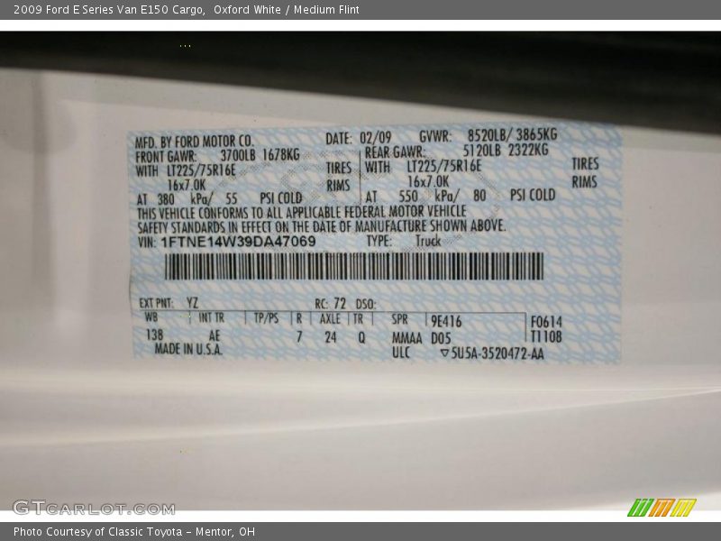 Oxford White / Medium Flint 2009 Ford E Series Van E150 Cargo