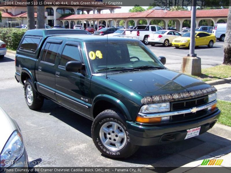 Dark Green Metallic / Graphite 2004 Chevrolet S10 LS Crew Cab 4x4