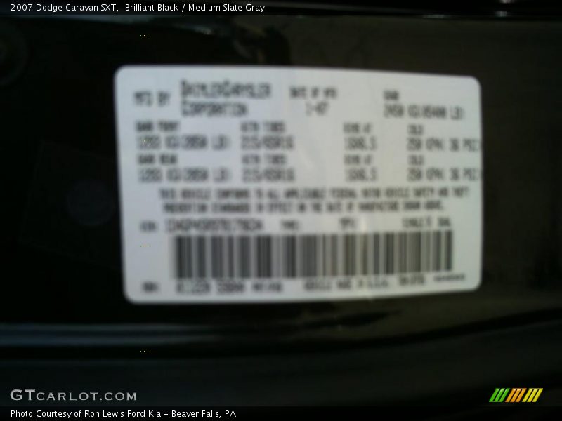 Brilliant Black / Medium Slate Gray 2007 Dodge Caravan SXT