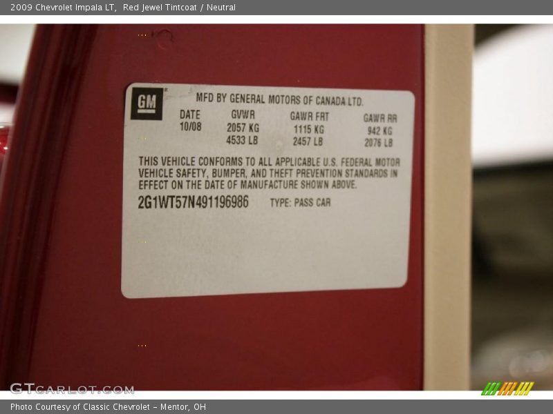 Red Jewel Tintcoat / Neutral 2009 Chevrolet Impala LT