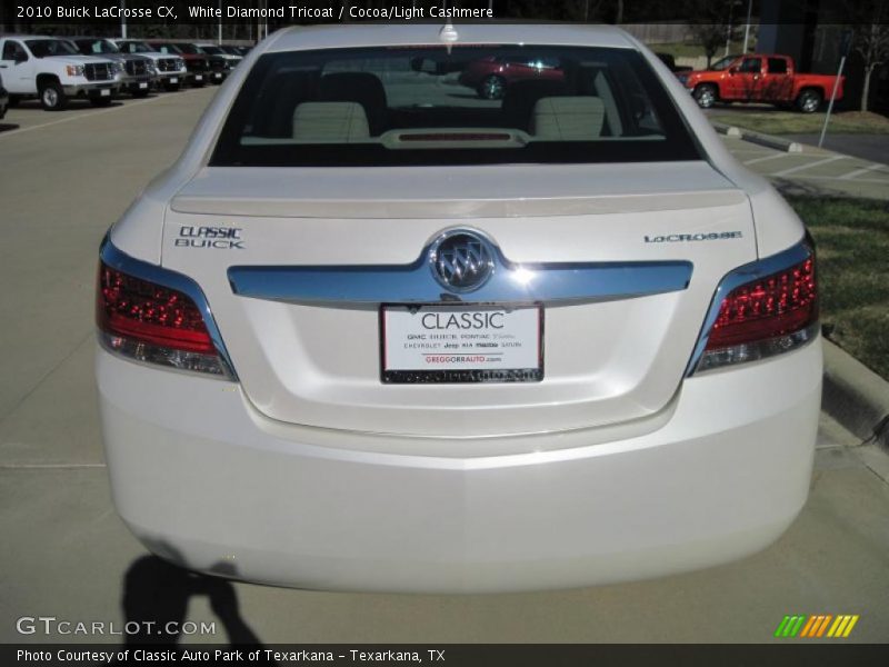 White Diamond Tricoat / Cocoa/Light Cashmere 2010 Buick LaCrosse CX