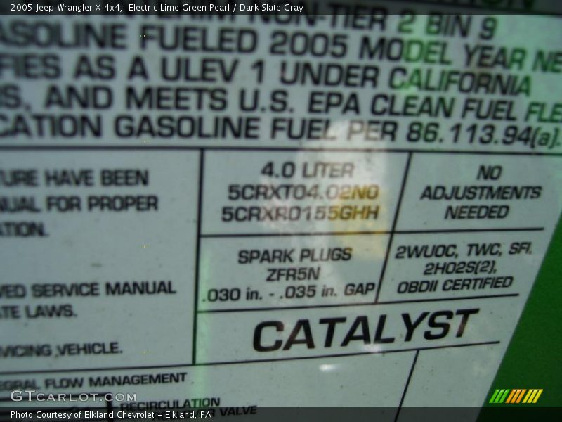 Electric Lime Green Pearl / Dark Slate Gray 2005 Jeep Wrangler X 4x4