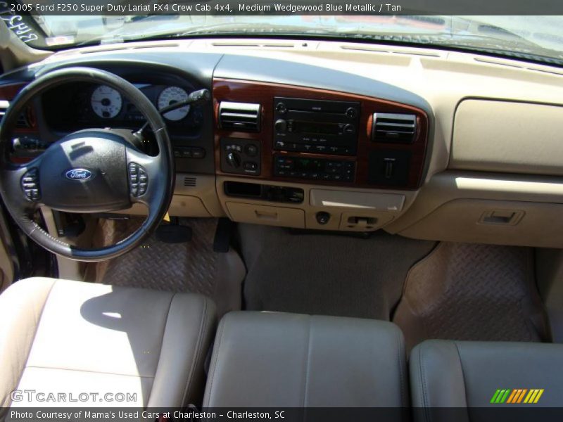 Medium Wedgewood Blue Metallic / Tan 2005 Ford F250 Super Duty Lariat FX4 Crew Cab 4x4