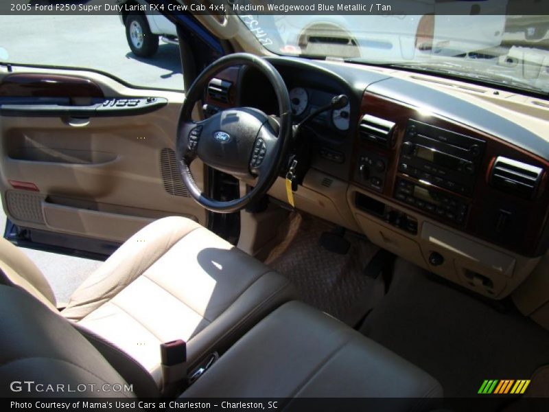 Medium Wedgewood Blue Metallic / Tan 2005 Ford F250 Super Duty Lariat FX4 Crew Cab 4x4