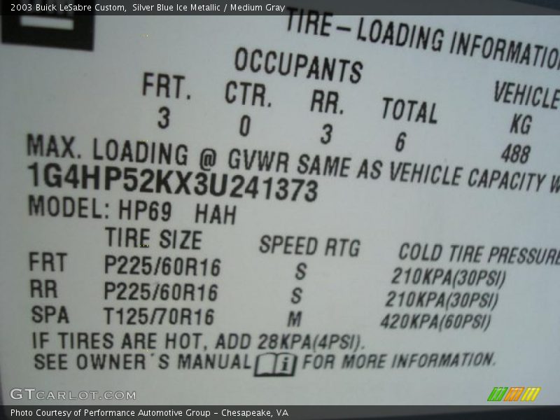 Silver Blue Ice Metallic / Medium Gray 2003 Buick LeSabre Custom