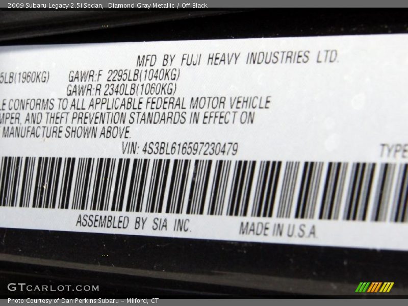 Diamond Gray Metallic / Off Black 2009 Subaru Legacy 2.5i Sedan